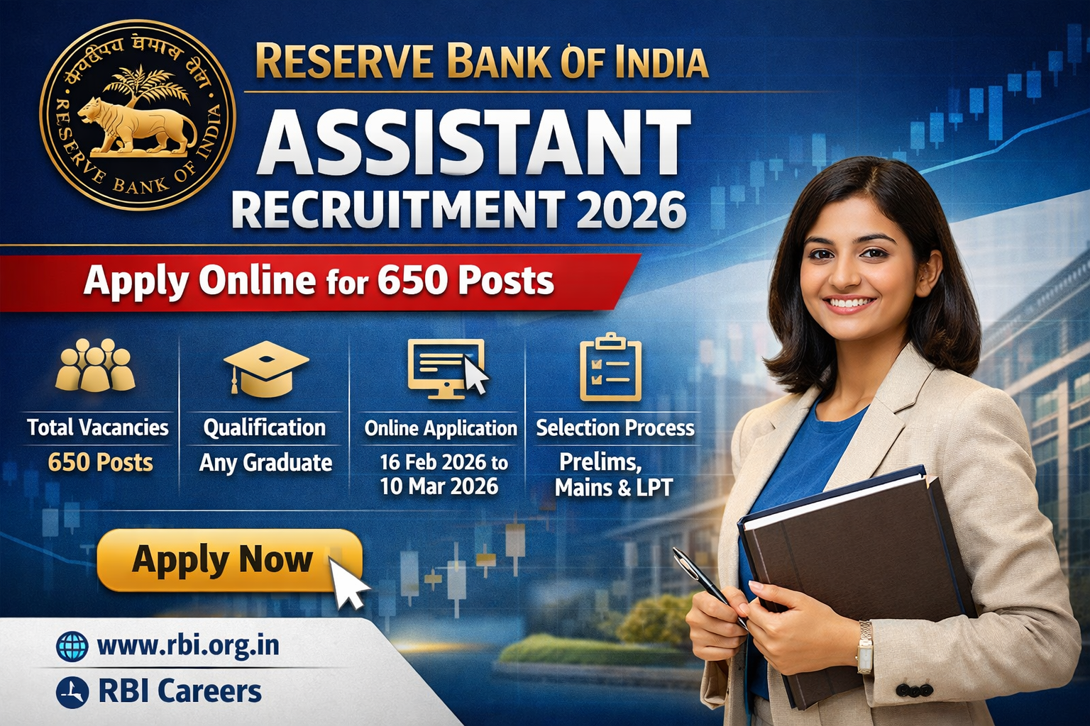 ರಿಸರ್ವ್ ಬ್ಯಾಂಕ್ ಆಫ್ ಇಂಡಿಯಾ (RBI) ಅಸಿಸ್ಟೆಂಟ್ ನೇಮಕಾತಿ 2026
